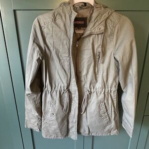 Y2K Grunge Fairy Jacket‎ Womens Small Green Snap Button Zip Coat Cargo Outerwear